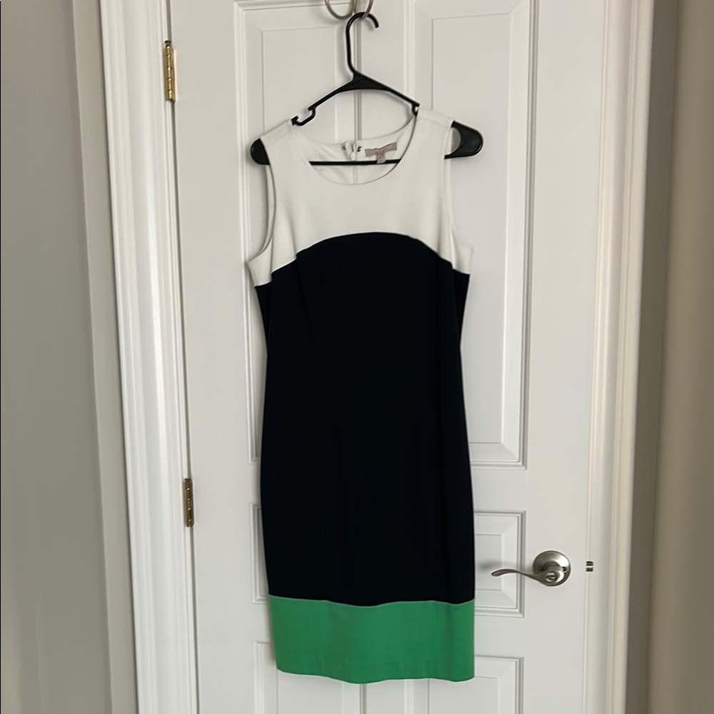 Banana Republic Black and Green Sheath Midi Dress